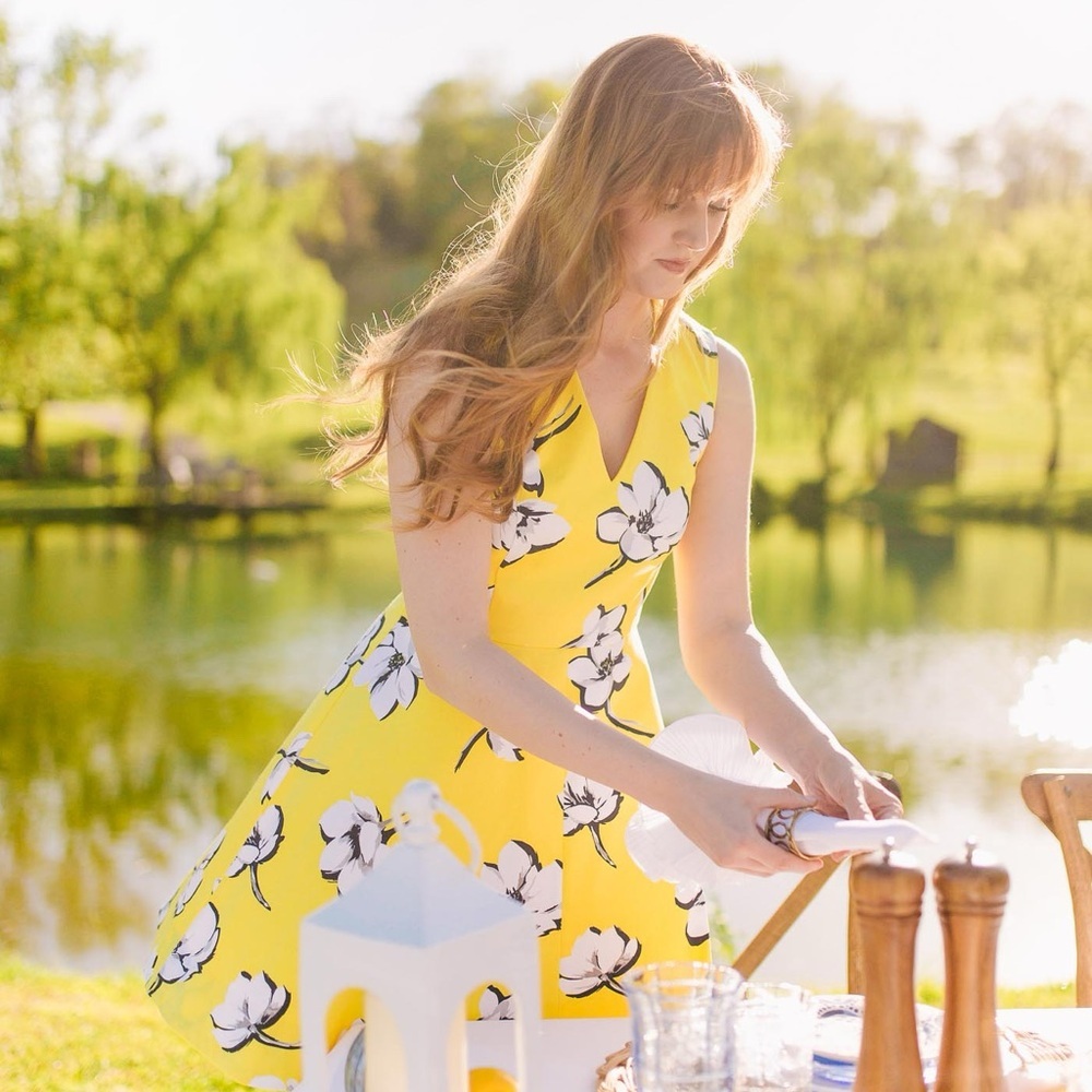 Draper James Yellow Summer Floral Love Dress